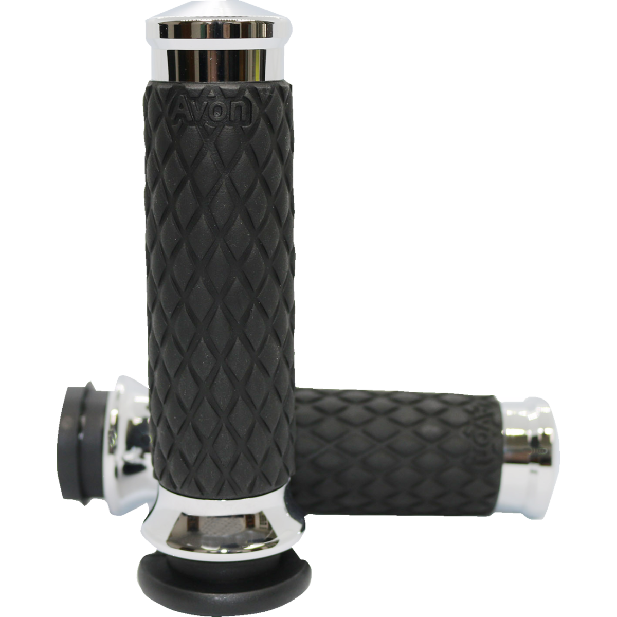 AVON GRIPS - Diamond Contour Grips - Chrome '08-'23 - Grips - MetalCore Harley Supply