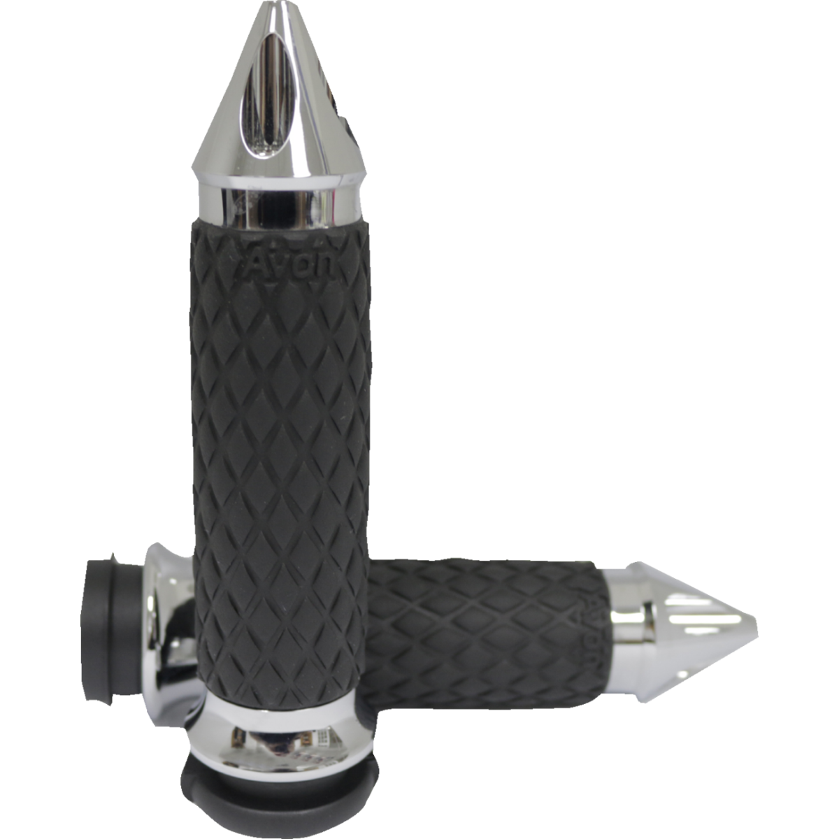 AVON GRIPS - Diamond Contour Spike Grips - Chrome '82-'17 - Grips - MetalCore Harley Supply