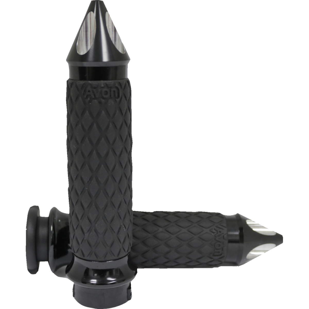 AVON GRIPS - Diamond Contour Spike Grips - Black Anodized '08-'23 - Grips - MetalCore Harley Supply