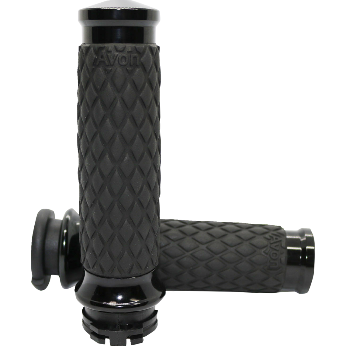 AVON GRIPS - Diamond Contour Grips - Black Anodized '08-'23 - Grips - MetalCore Harley Supply