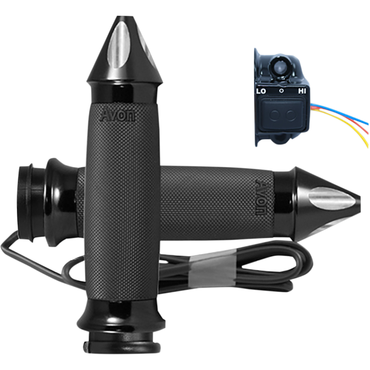 AVON GRIPS - Avon Heated Grips - Custom Contour Spike Black Anodized '08-'25 - Grips - MetalCore Harley Supply