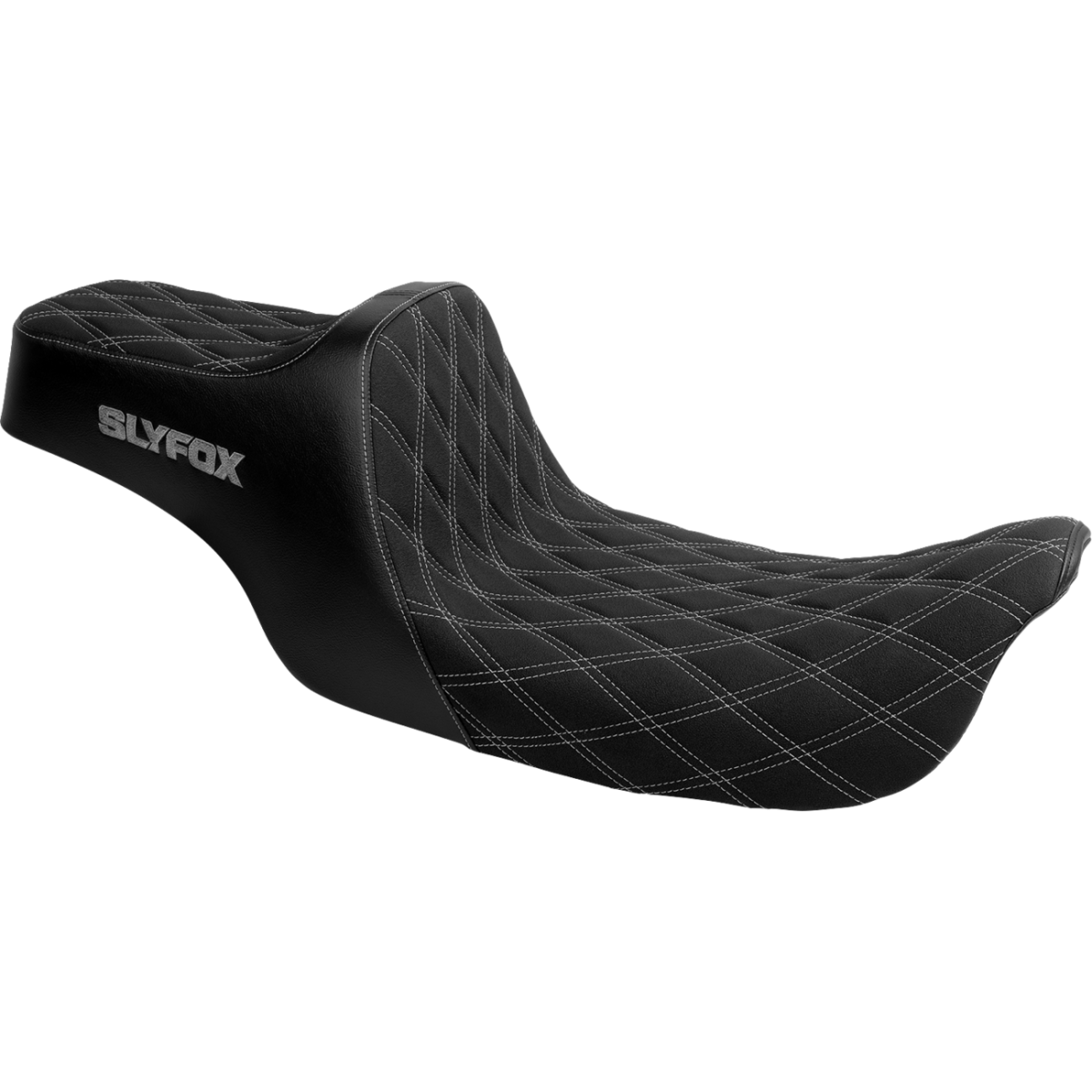 SLYFOX - High Noon 2-Up Seat - Gray Logo Diamond '97-'07 - Seats - MetalCore Harley Supply