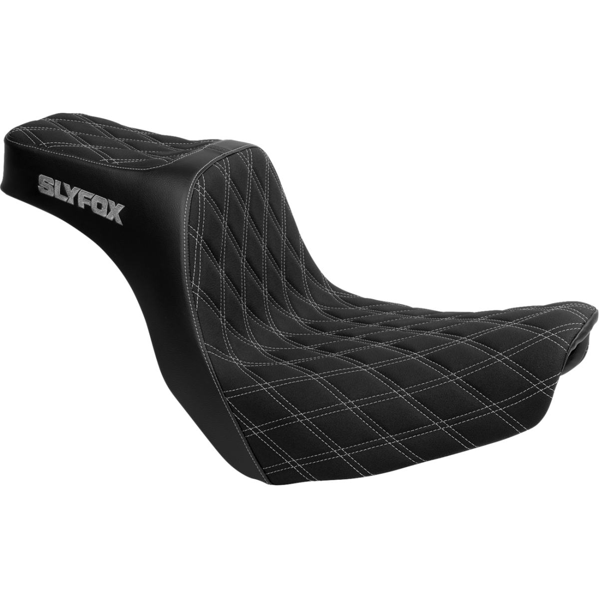 SLYFOX - High Noon 2-Up Seat - Gray Logo Diamond '18-'25 - Seats - MetalCore Harley Supply