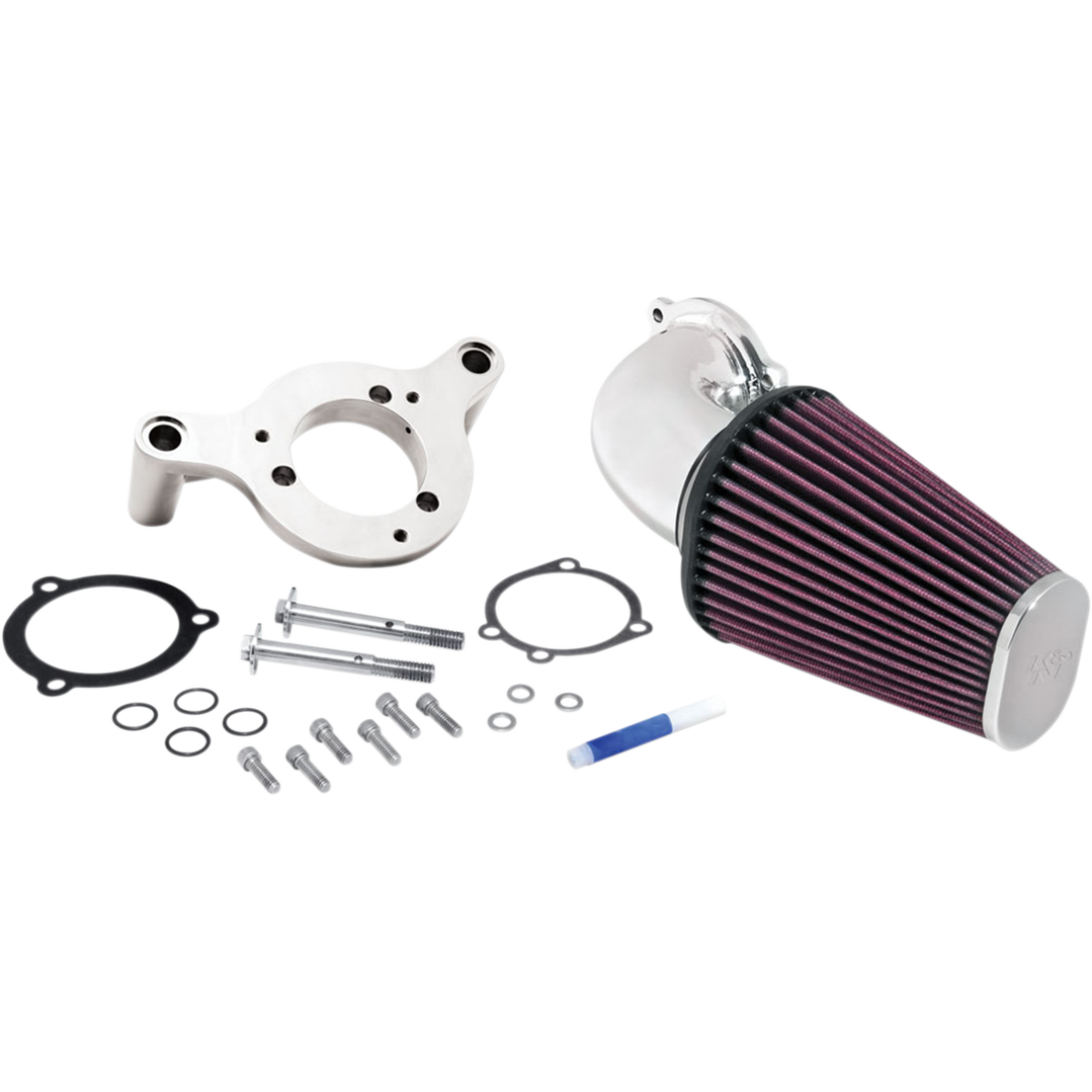 K&N Filters - Aircharger Mandrel-Bent Intake - Bright Chrome - Air Filters - MetalCore Harley Supply
