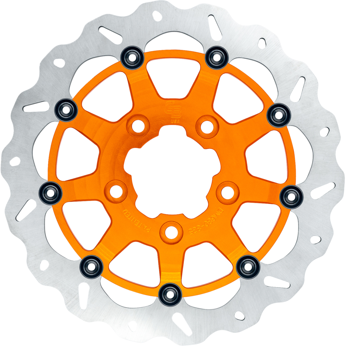 GBRAKES Oversize Wave Front Brake Rotor 13in - Orange Narrow band, radial mount - MetalCore Harley Supply