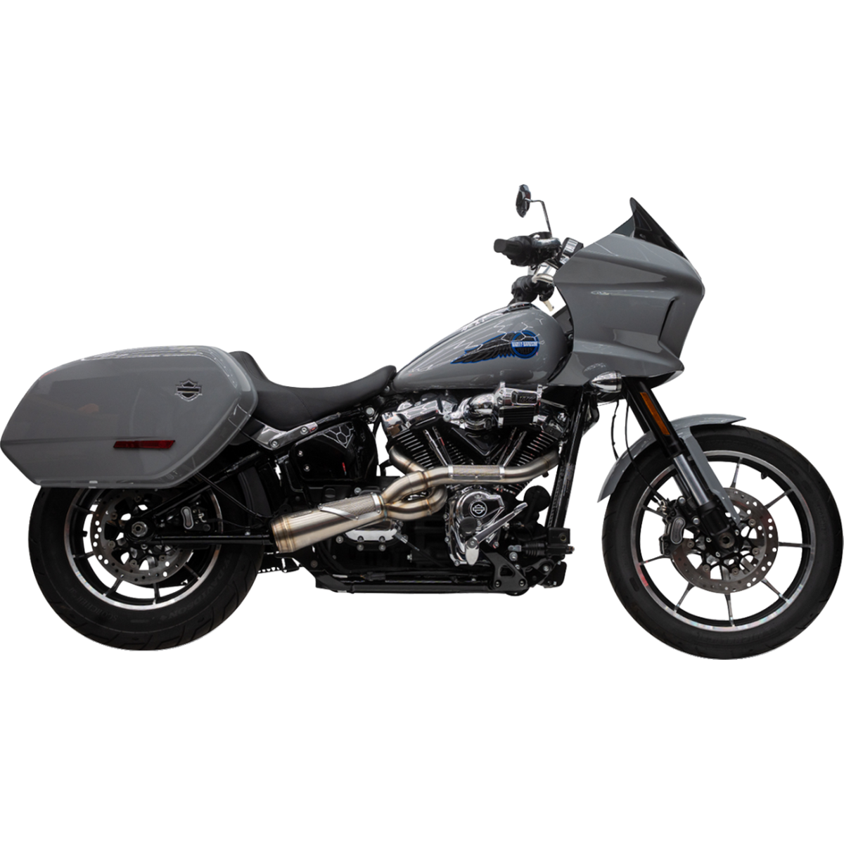 TRASK - Big Sexy 2:1 Exhaust - Brushed Stainless - View 3 - MetalCore Harley Supply