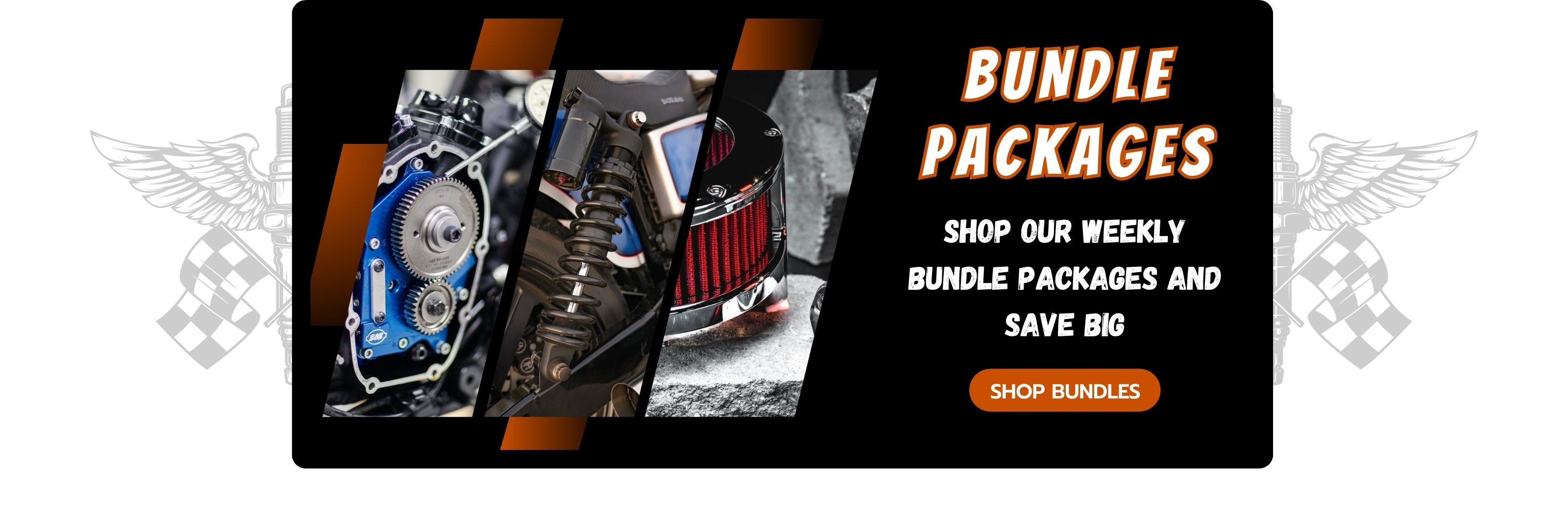 Banner for Harley Davidson parts and accessories bundle packages by Metalcore Harley Supply