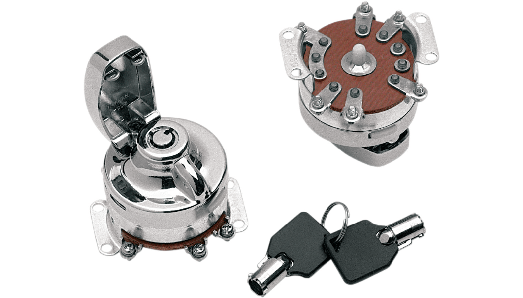 DRAG SPECIALTIES - 6 - Pole Ignition Switch - Round Key / '73 - '95 - Ignition Switch - MetalCore Harley Supply