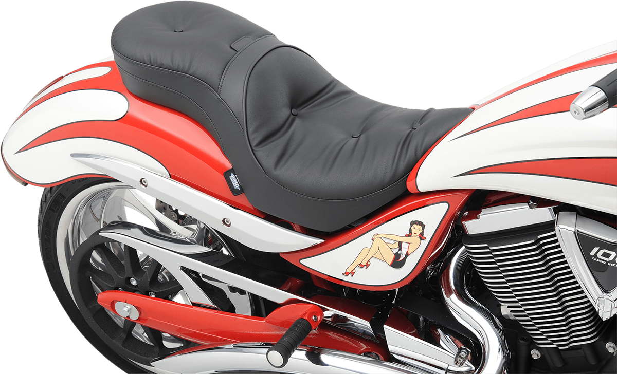 DRAG SPECIALTIES-Ez Glide II Backrest Compatible Low-Profile Leather Touring Seat - MetalCore Harley Supply