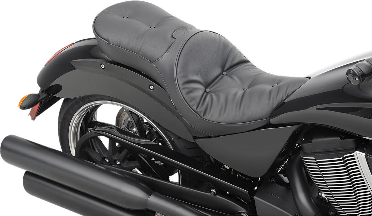 DRAG SPECIALTIES-Ez Glide II Backrest Compatible Low-Profile Leather Touring Seat - MetalCore Harley Supply