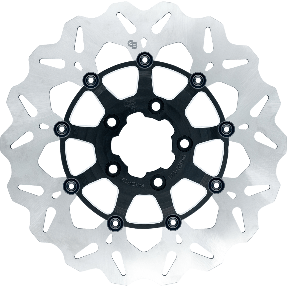 GBRAKES Oversize Wave Front Brake Rotor 12.5in - Machined Black - MetalCore Harley Supply
