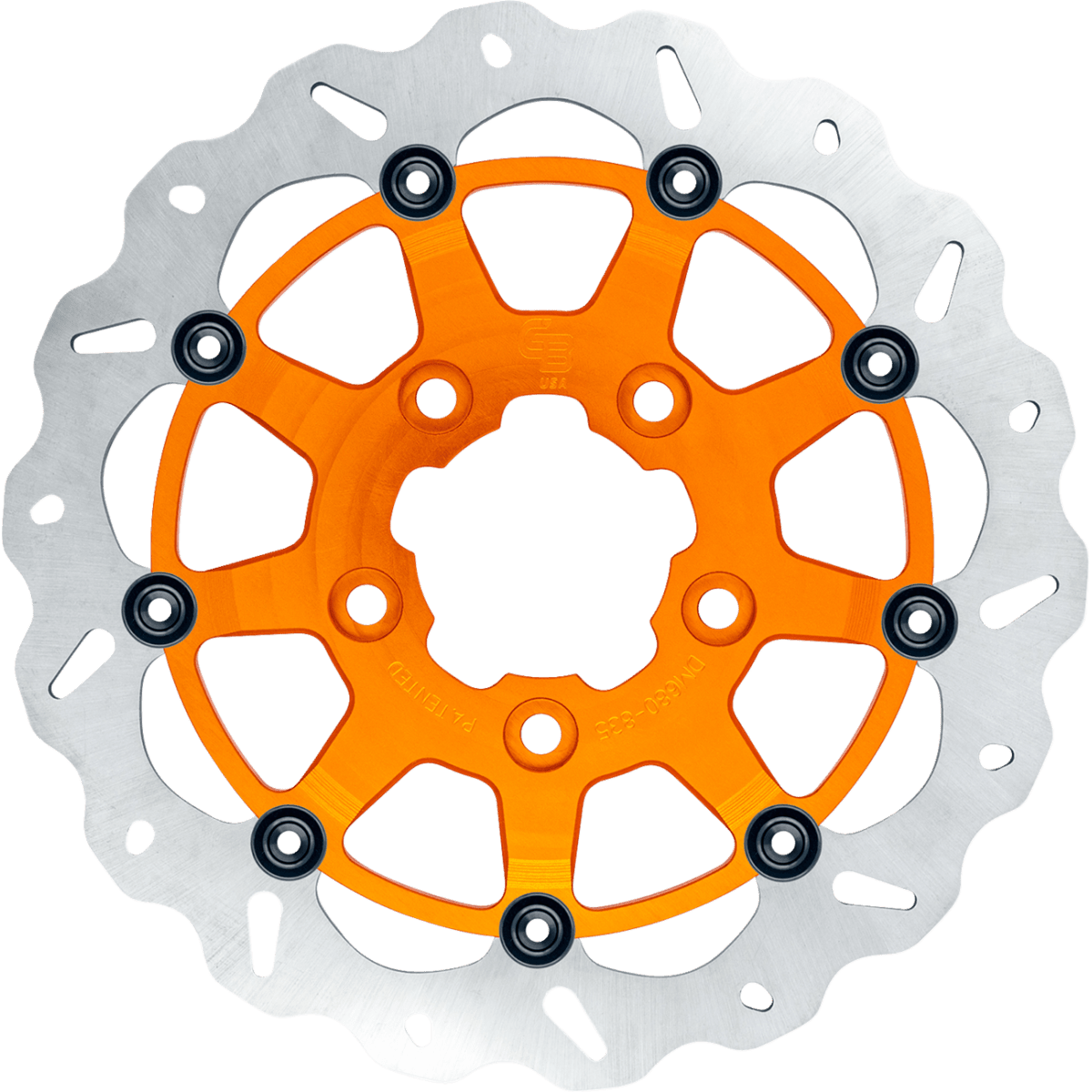 GBRAKES Oversize Wave Front Brake Rotor 13in - Orange Narrow band, radial mount - MetalCore Harley Supply