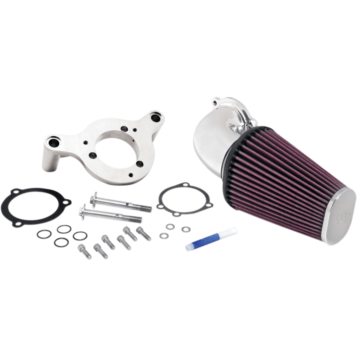 K&N Filters-Aircharger Mandrel-Bent Intake - Bright Chrome - '02-'17 Touring/Softa-Air Filters-MetalCore Harley Supply