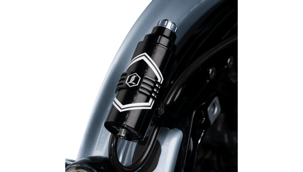 LEGEND SUSPENSION - REVO ARC Billet Remote Reservoir External Mount / '14 - '23 Bagger - Shocks - Reservoir Mounts - MetalCore Harley Supply