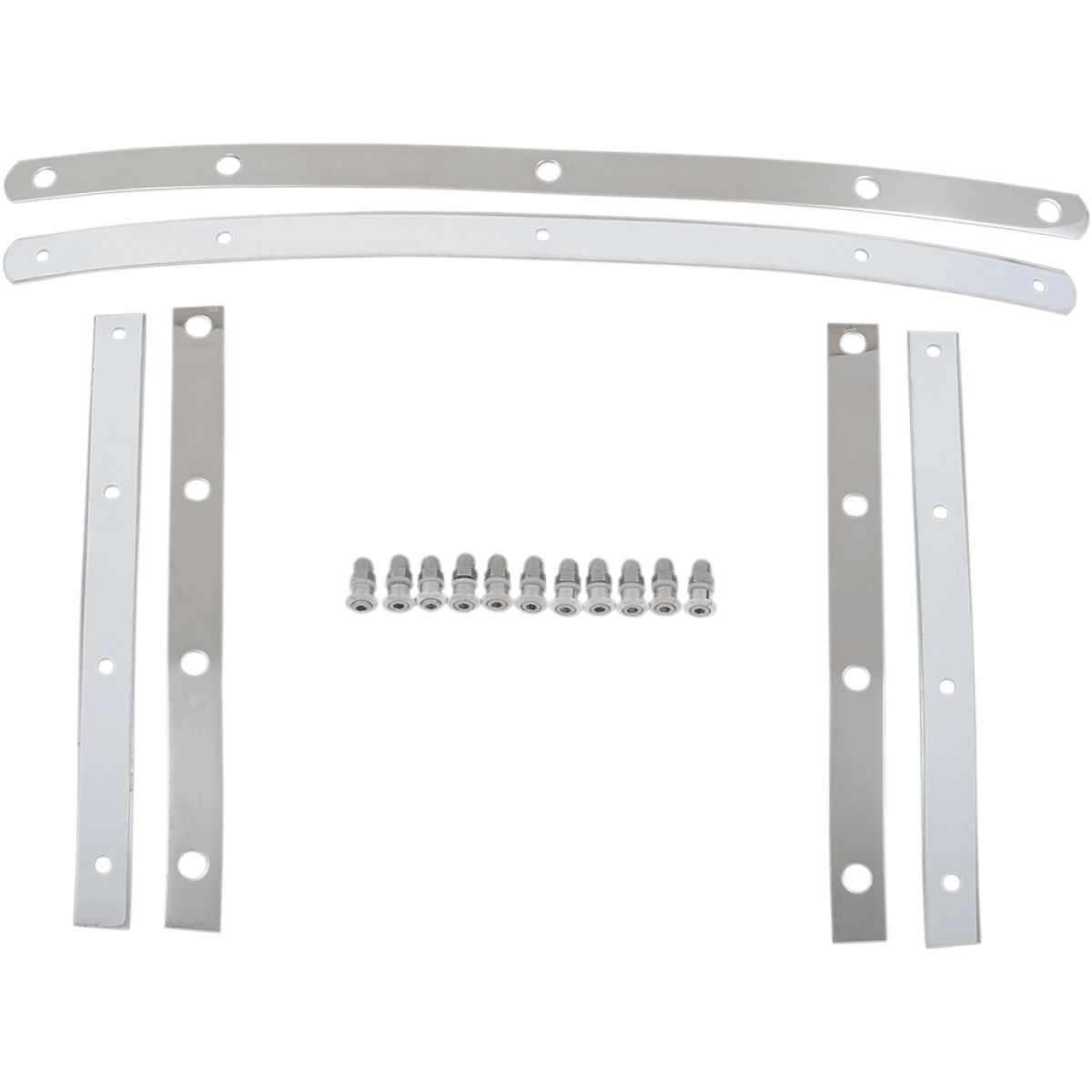 MEMPHIS SHADES - Fats and Slim Windshield Straps - Fats, 11 bolts - Polished stainless - MetalCore Harley Supply