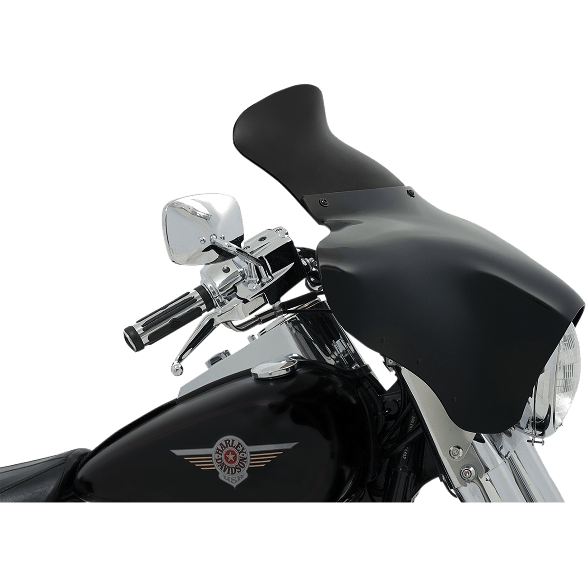 MEMPHIS SHADES - Batwing Spoiler Windshield - 9" Dark black smoke - MetalCore Harley Supply