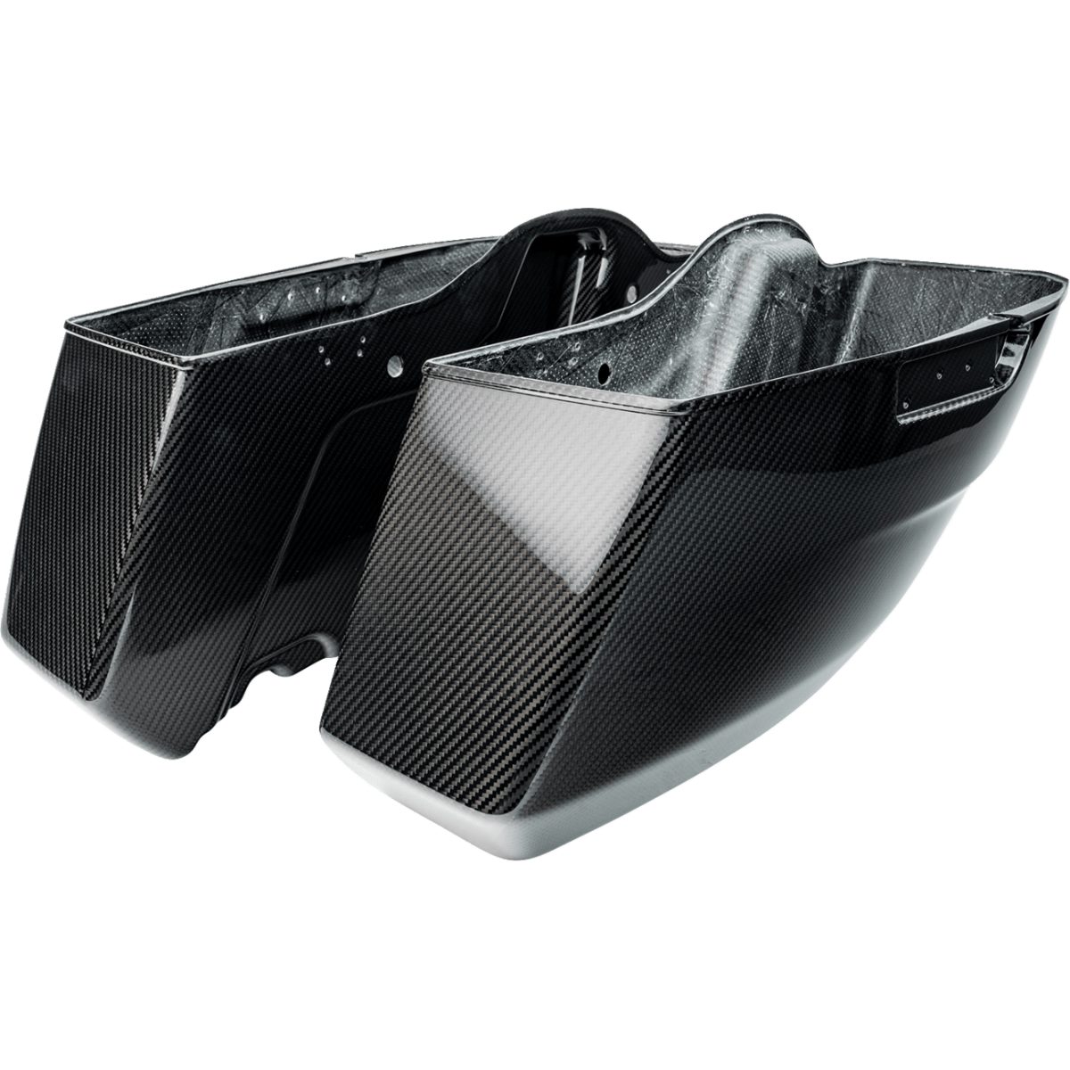 SLYFOX - Carbon Fiber Saddlebag Bottoms - Gloss Black '24-'25 - Bags - MetalCore Harley Supply