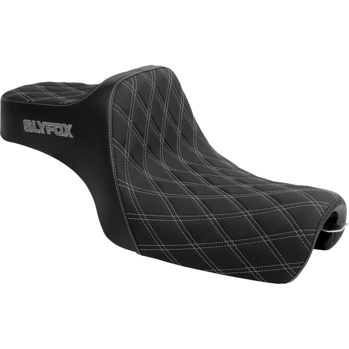 SLYFOX - High Noon 2-Up Seat - Gray Logo Diamond '04-'22 - Seats - MetalCore Harley Supply