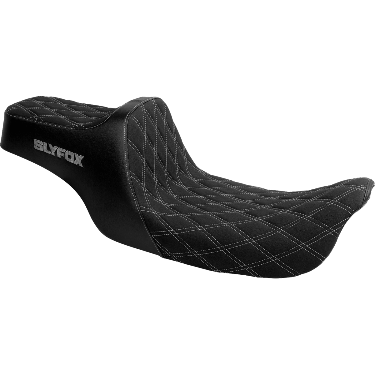 SLYFOX - High Noon 2-Up Seat - Gray Logo Diamond '06-'17 - Seats - MetalCore Harley Supply