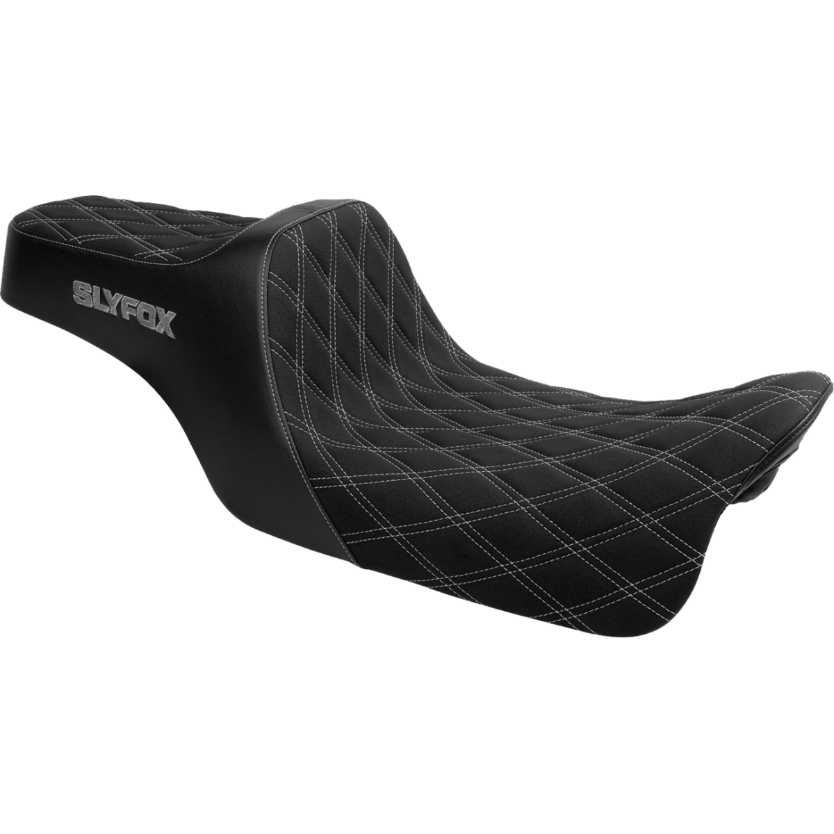 SLYFOX - High Noon 2-Up Seat - Gray Logo Diamond '24-'25 - Seats - MetalCore Harley Supply
