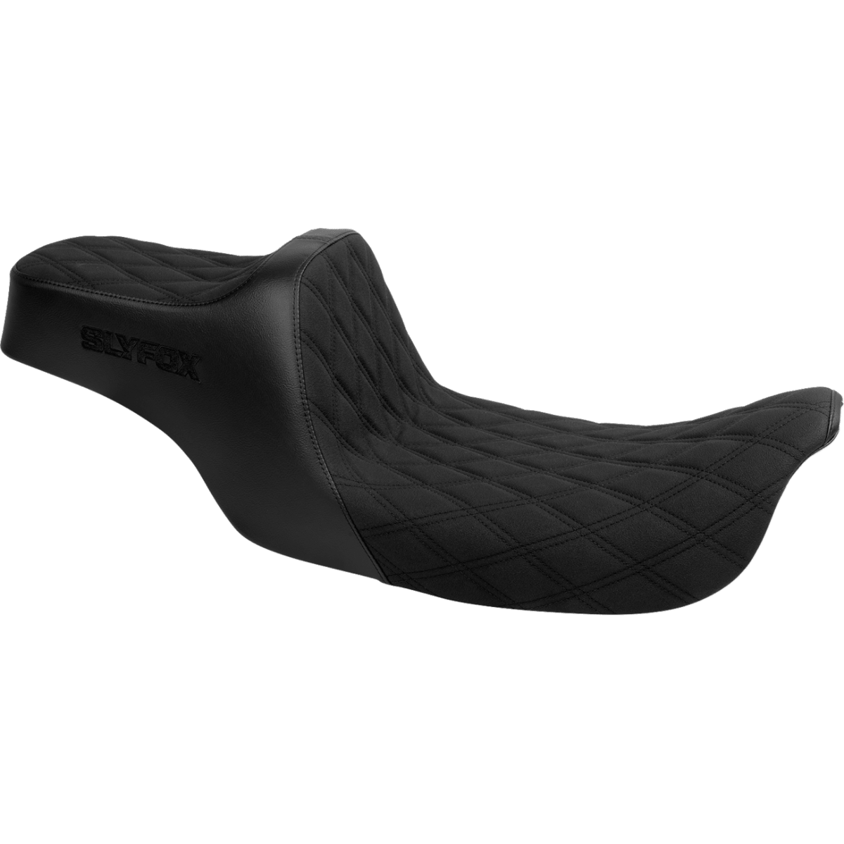 SLYFOX - High Noon 2-Up Seat - Black Logo Diamond '97-'07 - Seats - MetalCore Harley Supply