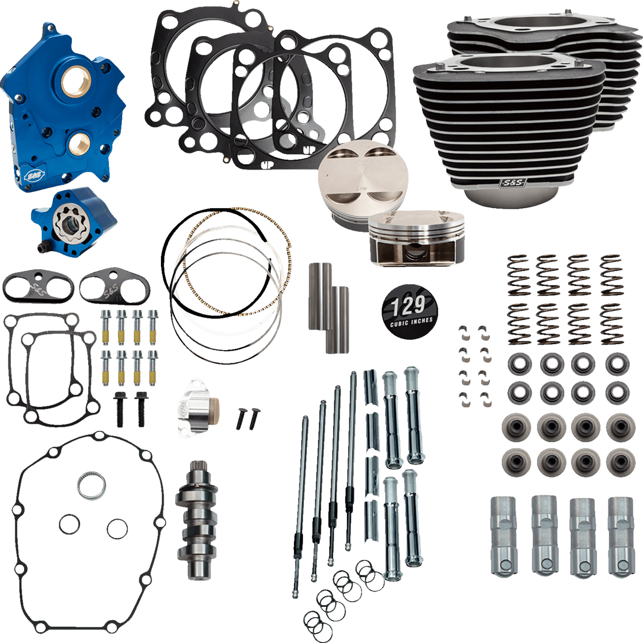 S&S CYCLES-129" Power Package Engine Performance Kits / '17-'23 107" M8 Oil Cooled Motors-Big Bore Kit-MetalCore Harley Supply