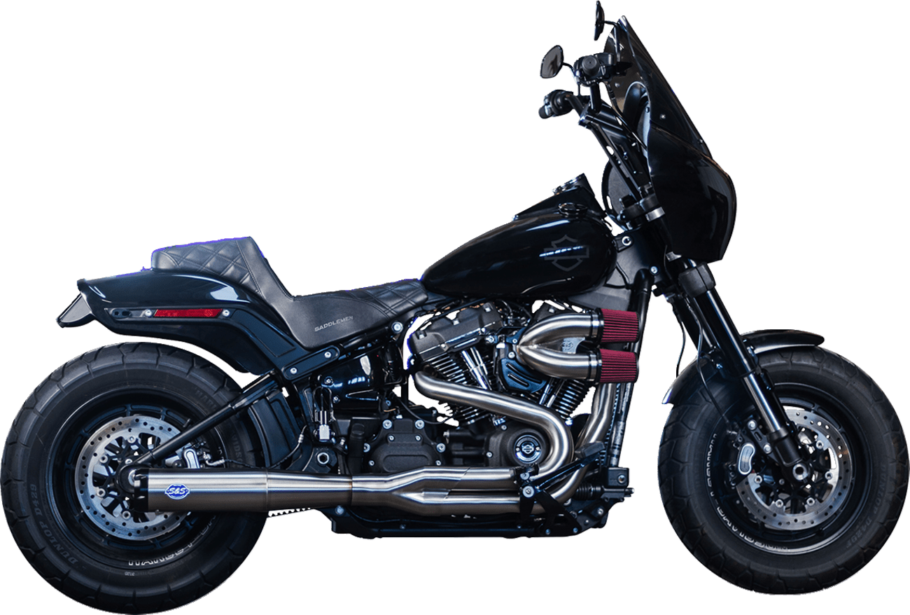 S&S CYCLES-2-into-1 Superstreet Brushed Stainless Exhaust System / M8 Softails-Exhaust - 2 into 1-MetalCore Harley Supply