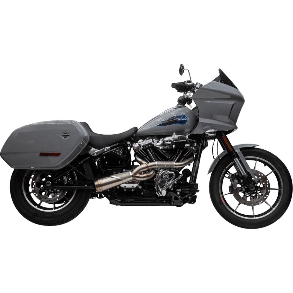 TRASK - Big Sexy 2:1 Exhaust - Brushed Stainless - View 3 - MetalCore Harley Supply