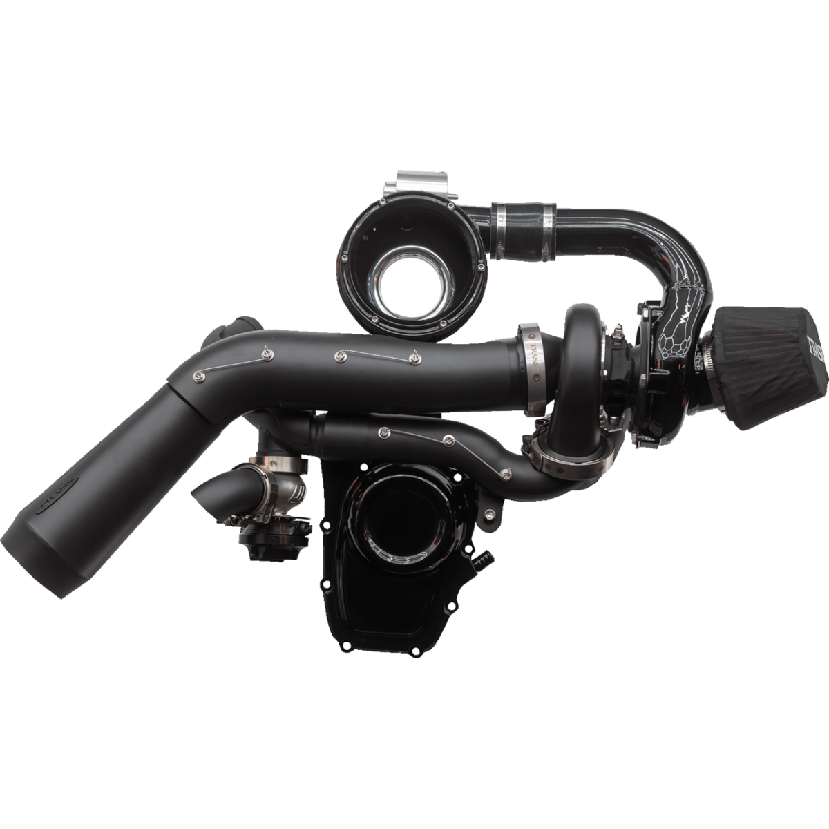 TRASK - Tornado Stage 2 Turbo Kit Gen 1 - Black with Black Aluminum - Turbo Kit - MetalCore Harley Supply