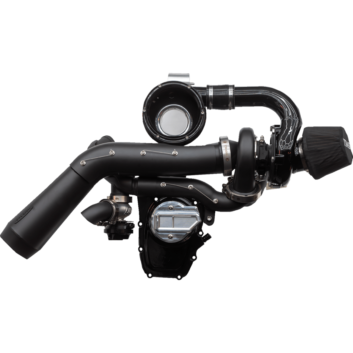 TRASK - Tornado Stage 2 Turbo Kit Gen 2 - Black with Black Aluminum - Turbo Kit - MetalCore Harley Supply