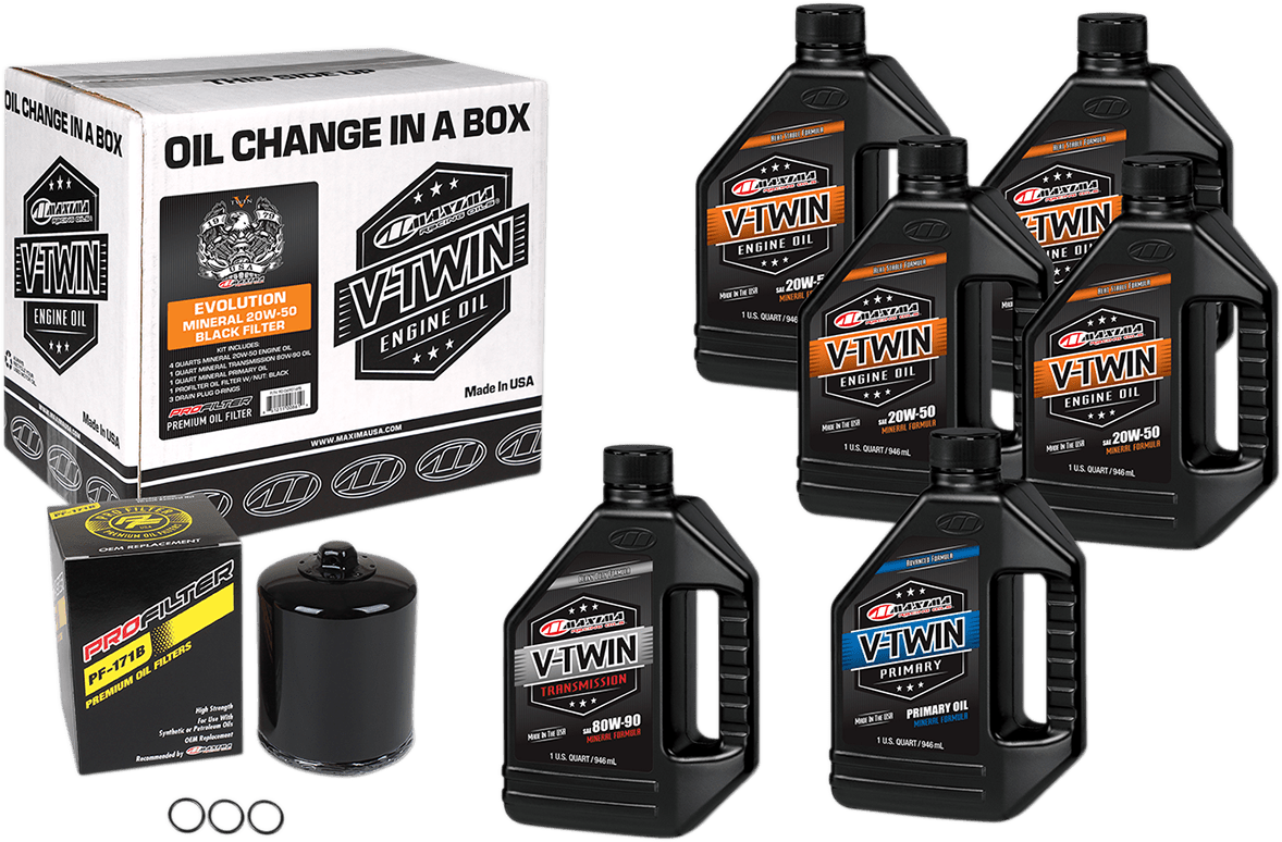MAXIMA-Evolution Mineral 20W-50 Oil Change Kit-Oil Change Kit-MetalCore Harley Supply