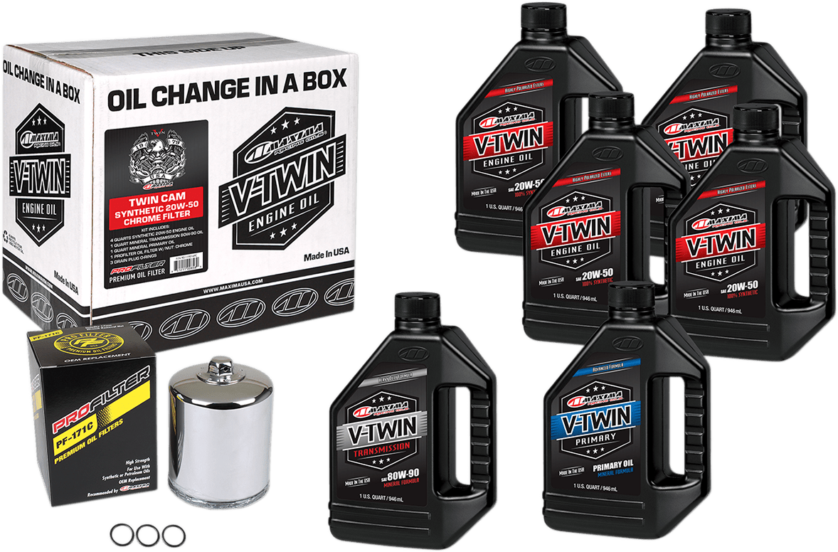 MAXIMA-Twin Cam Synthetic 20W-50 Oil Change Kit-Oil Change Kit-MetalCore Harley Supply