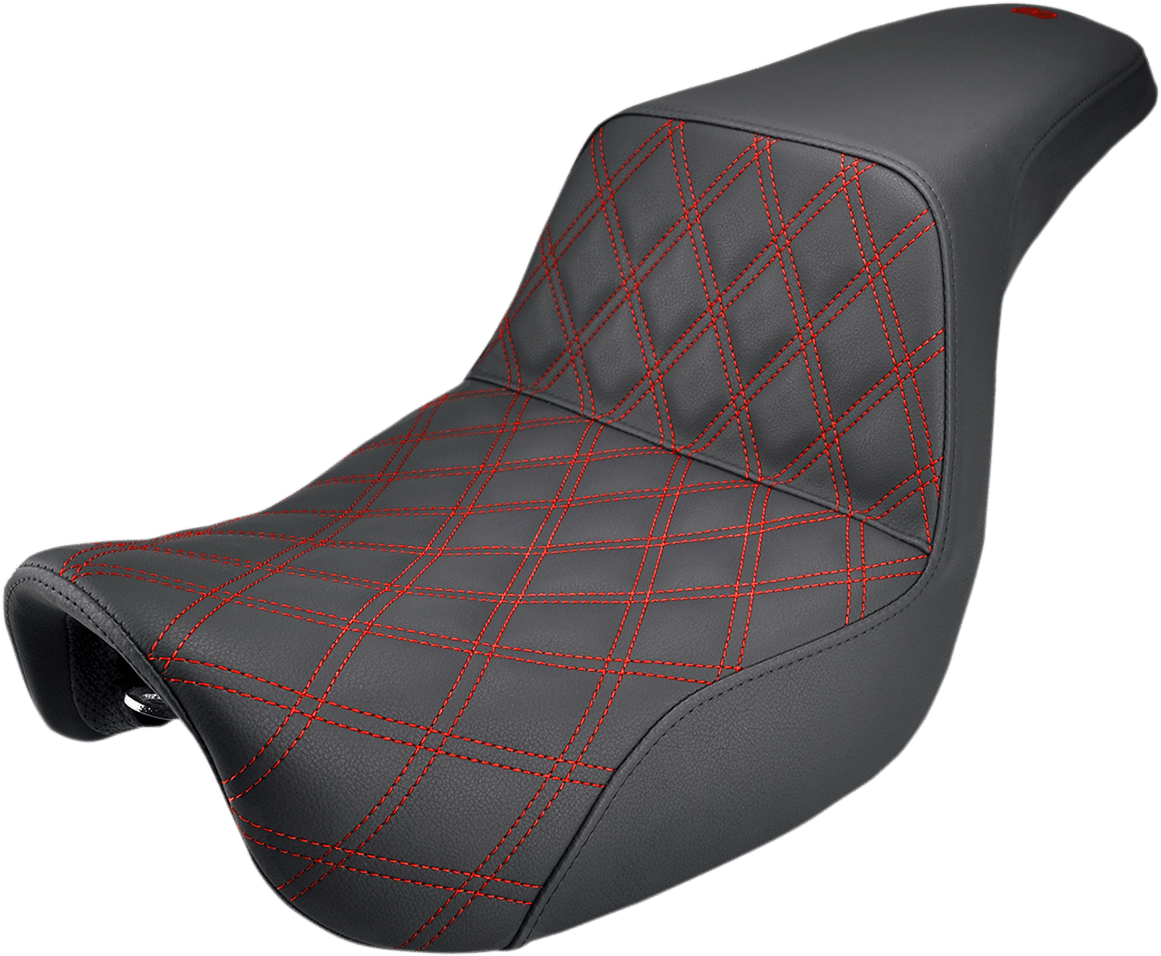 SADDLEMEN-Step-Up Seat w/ Red Stitching / '06-'17 Dyna-Seats-MetalCore Harley Supply
